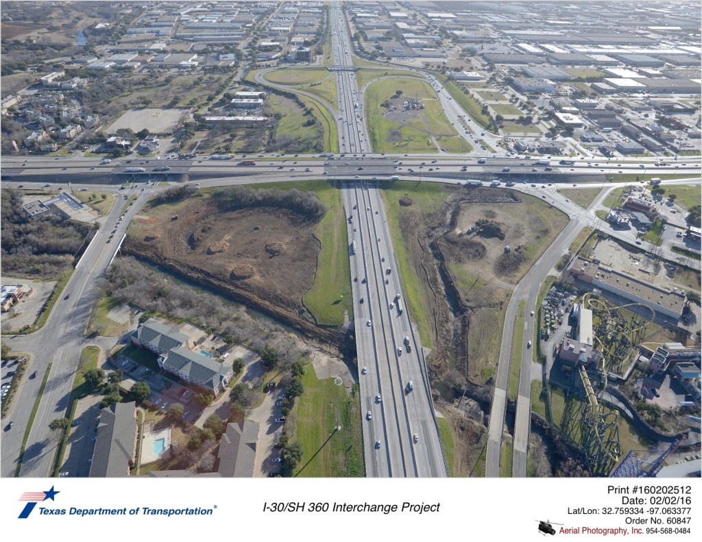 I-30/SH 360 Interchange Project aerial photo (1) taken February 2, 2016.