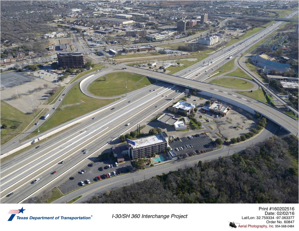 I-30/SH 360 Interchange Project aerial photo (5) taken February 2, 2016.