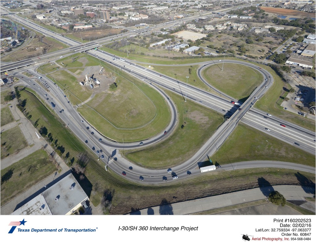 I-30/SH 360 Interchange Project aerial photo (9) taken February 2, 2016.