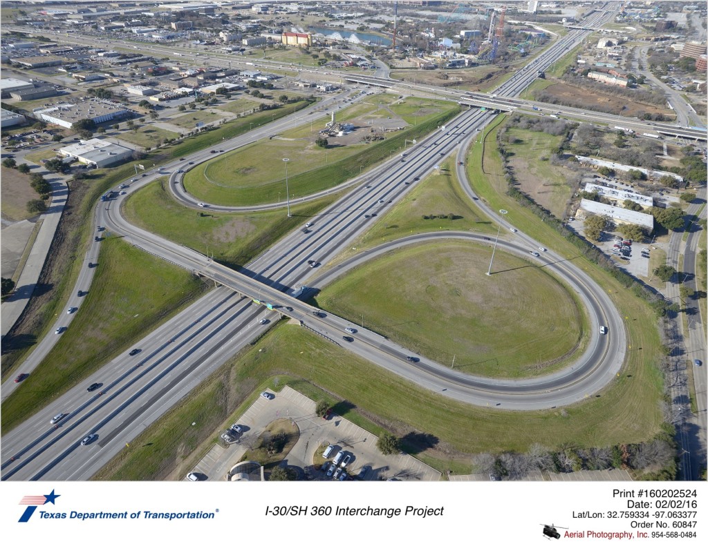 I-30/SH 360 Interchange Project aerial photo (10) taken February 2, 2016.