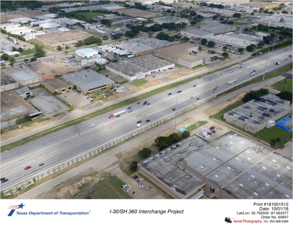 I-30 looking northeast at construction on Ave G and Ave F