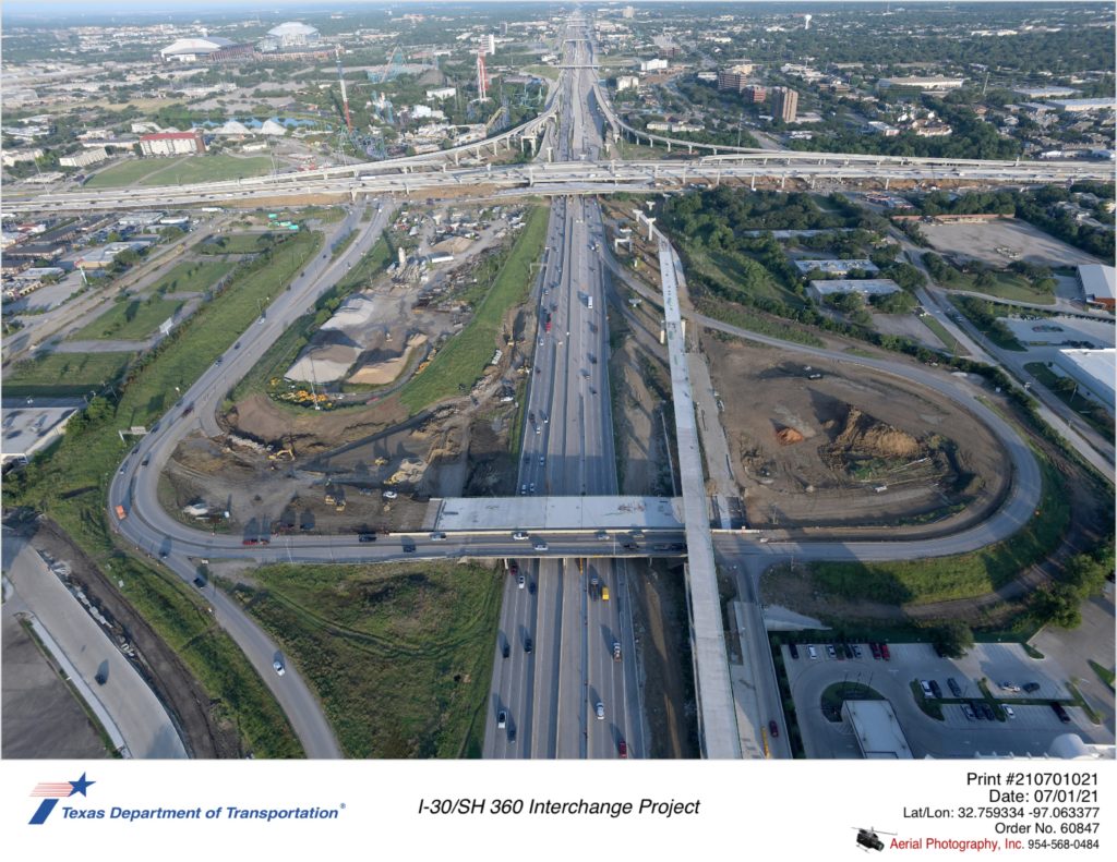 I-30 looking west over Six Flags Dr interchange.