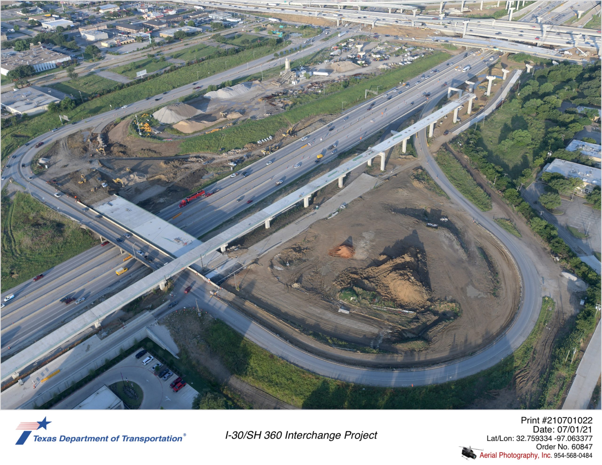I-30 and Six Flags Dr interchange looking southwest.
