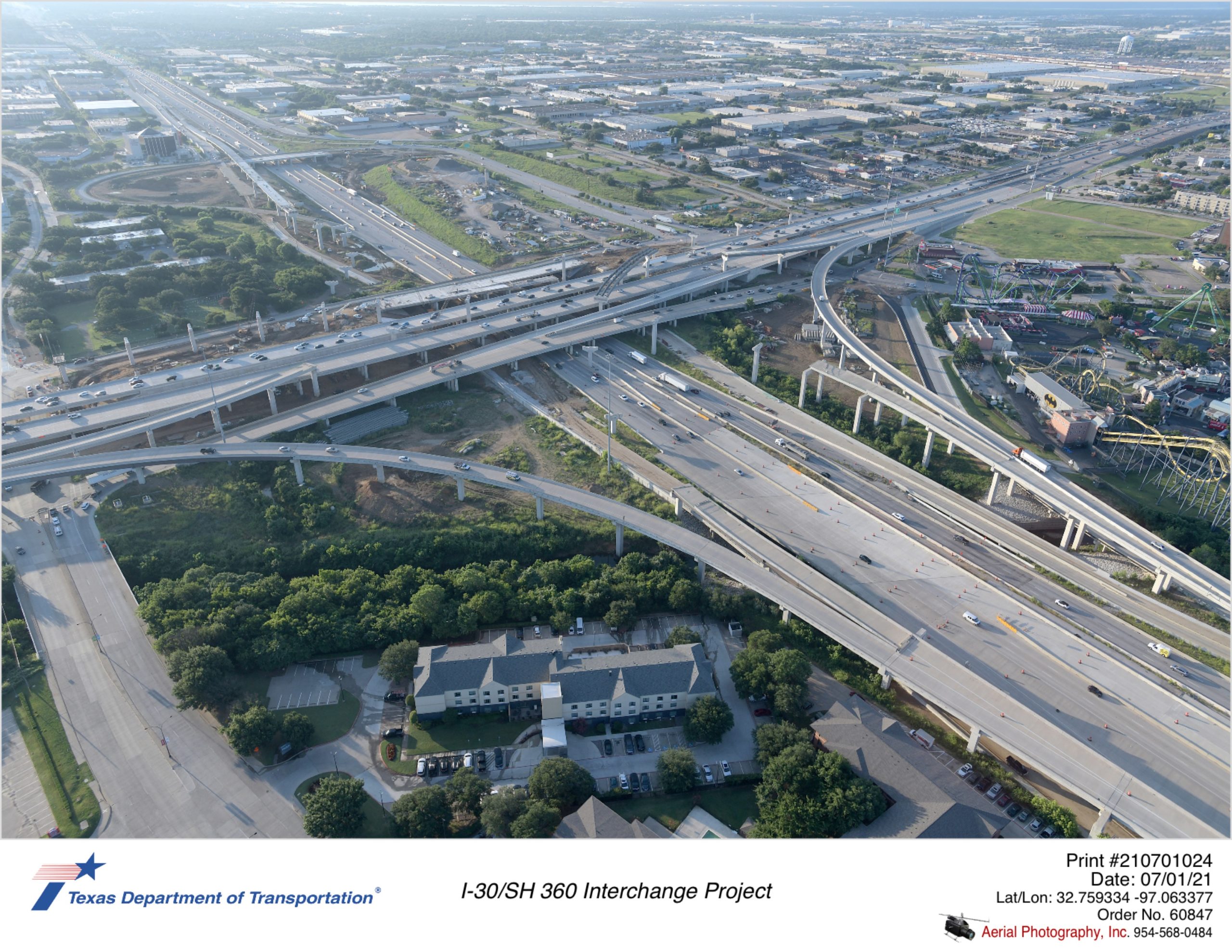 I-30 and SH 360 interchange looking southeast.