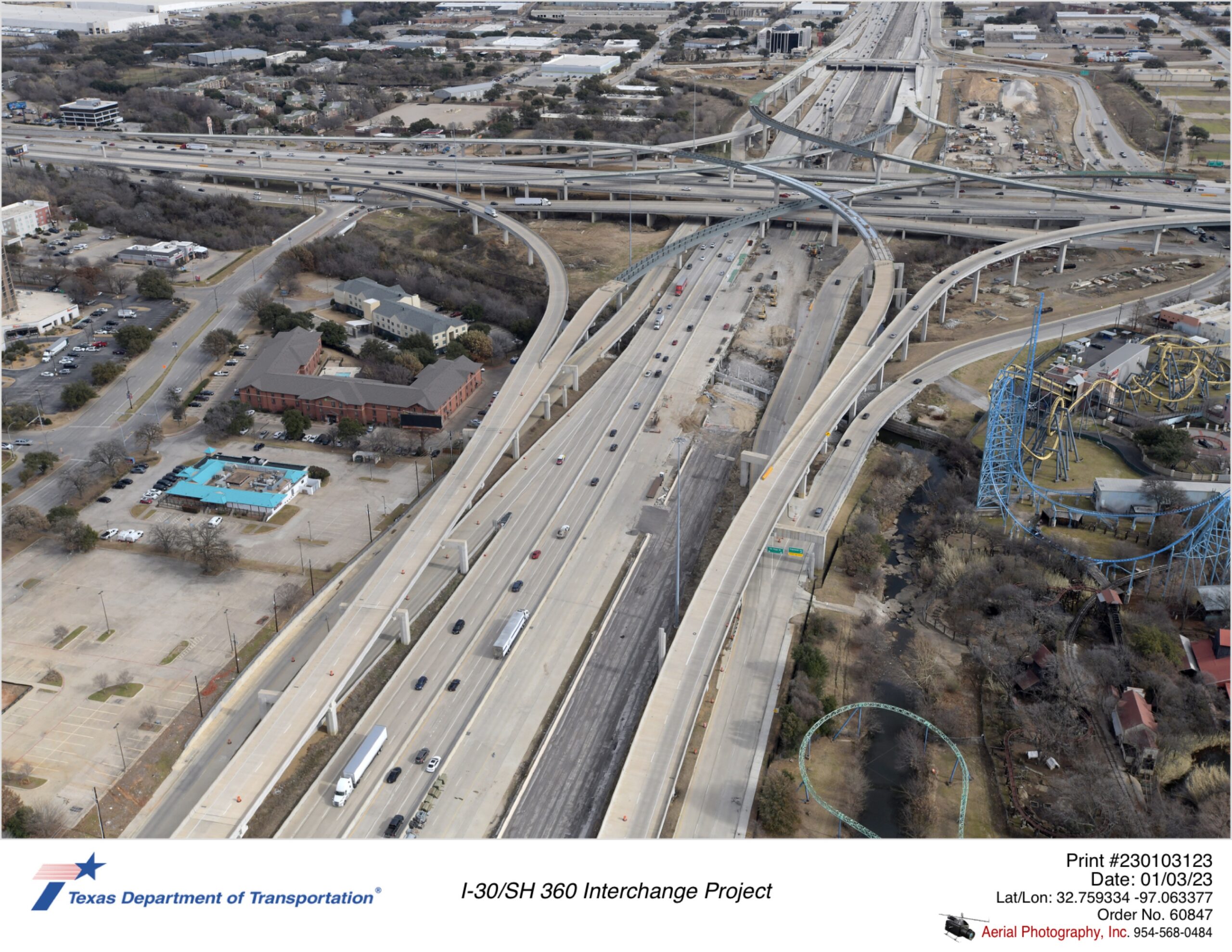 I-30 looking west at SH 360 interchange.