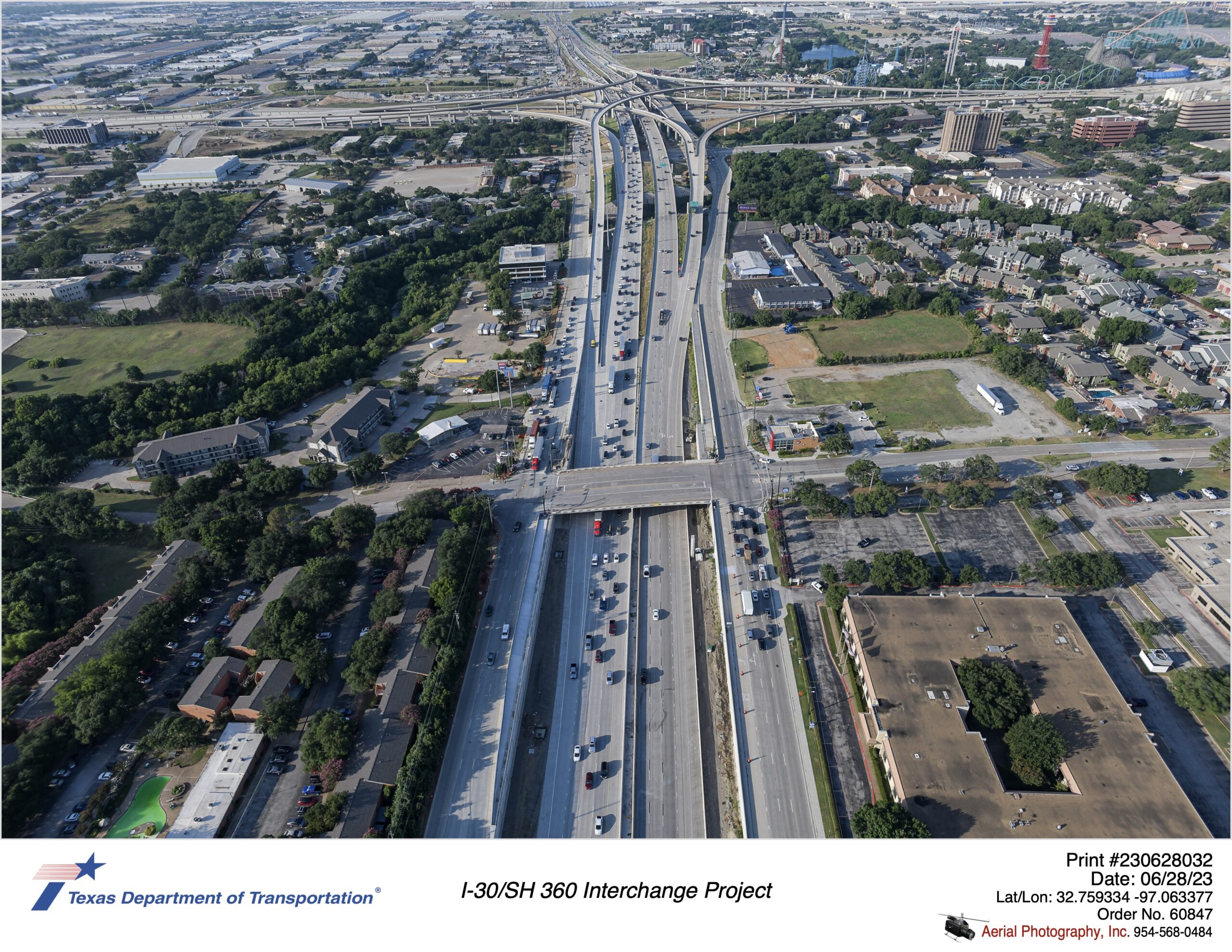 SH 360 looking south over Ave J interchange.