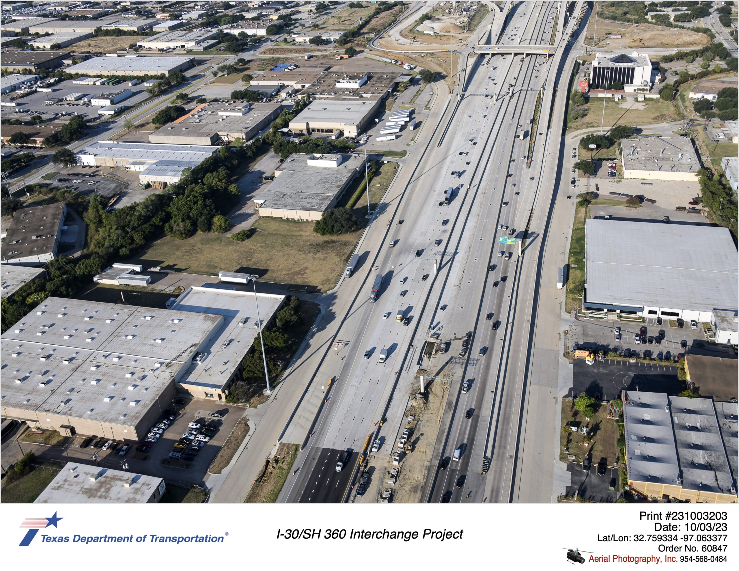I-30 looking west between Great Southwest Pkwy and Six Flags Dr. October 2023.