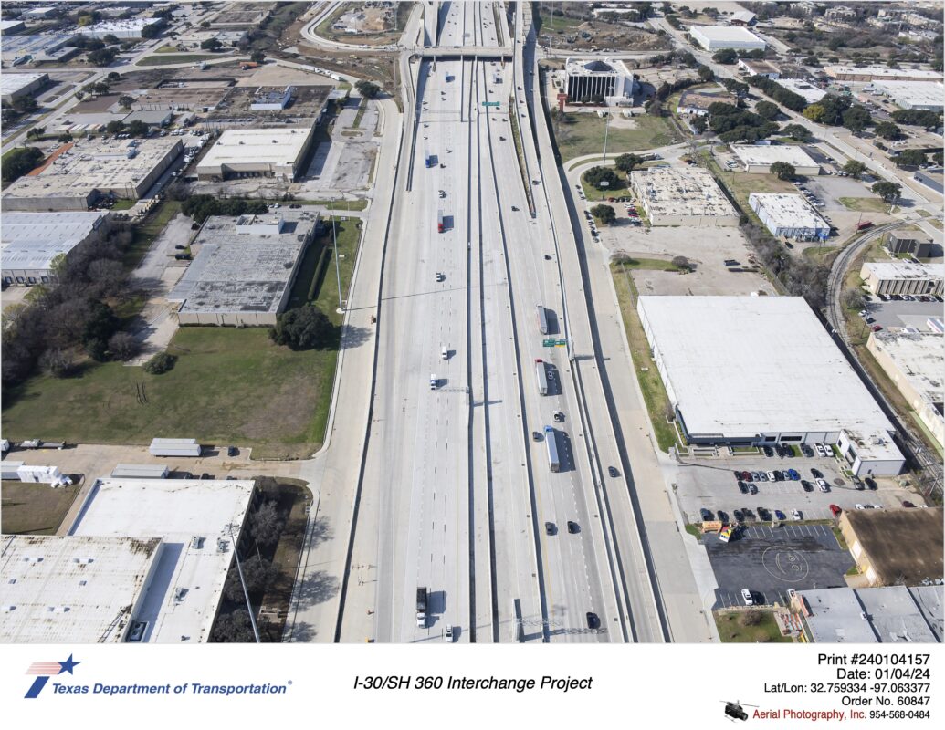 I-30 looking west at Six Flags Dr interchange.