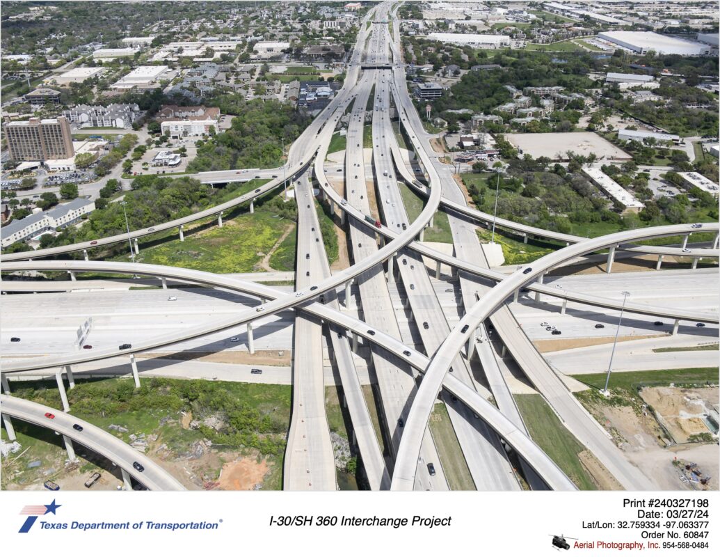 I-30/SH 360 interchange looking north along SH 360.