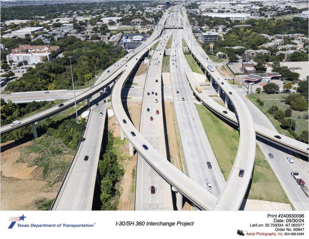 SH 360 looking north at Lamar Blvd interchange in foreground. September 2024.